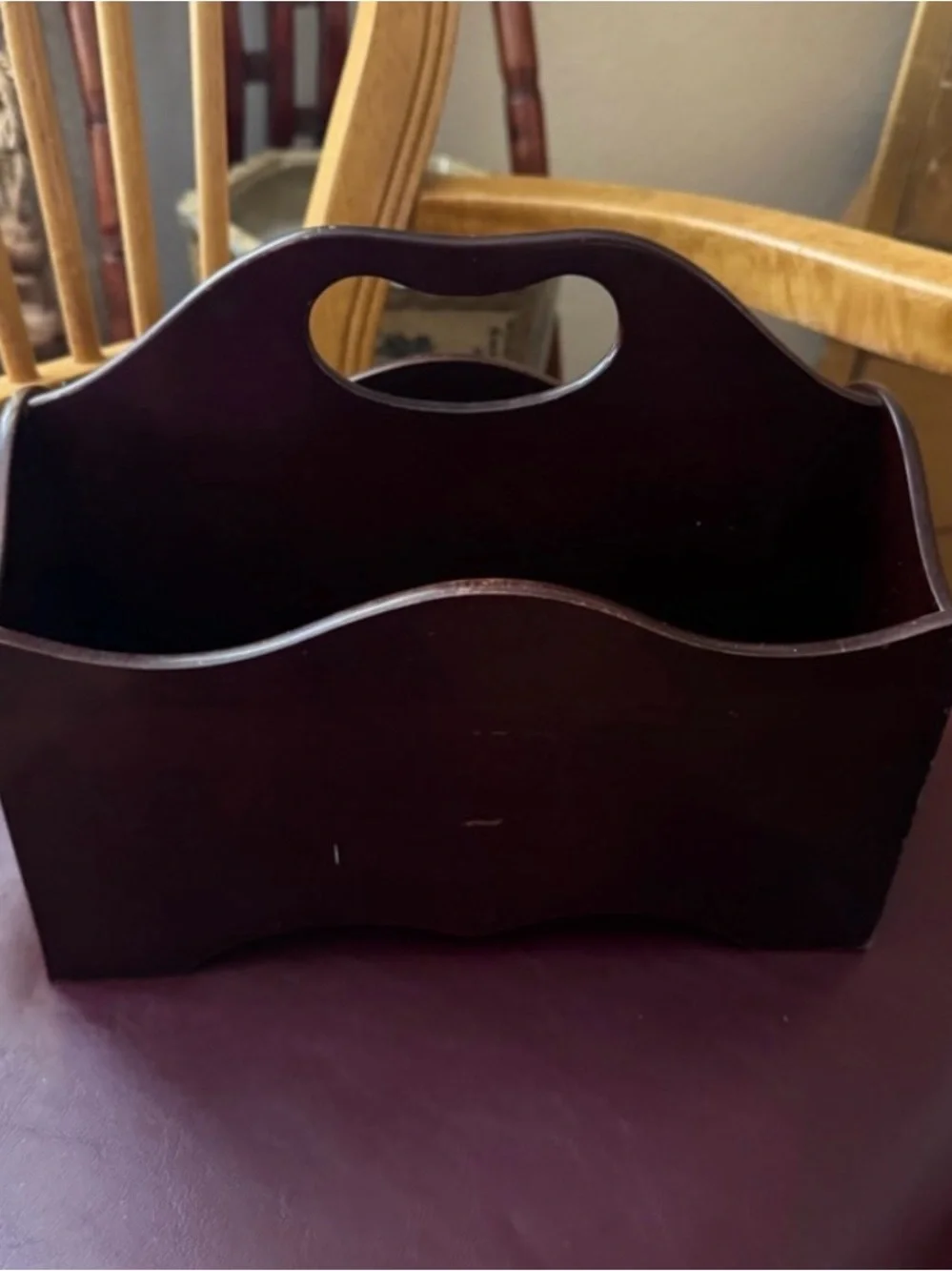 Vintage 1991 Bombay Company Wooden Mail & Remote Caddy